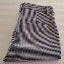 Ann Taylor Blue &amp; White Striped Seersucker Cropped Capri Pants Misses Si... - £15.56 GBP