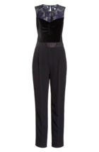 NWT Rebecca Taylor Velvet &amp; Organza Floral Jumpsuit in Dark Violet Black 2 $525 - £73.76 GBP