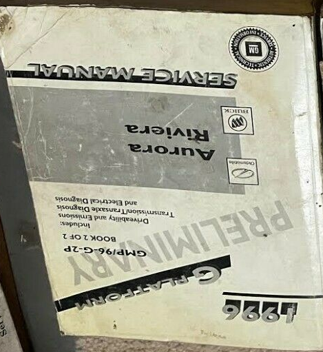 1996 Oldsmobile Aurora Buick Riviera Preliminare Manuale Libro 2 Di 2 OEM - $1.98