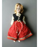 Vintage Plastic Sleepy Eyes Doll W/Blonde Hair/ Swedish Dress &amp; Hat W/Beads - $16.50