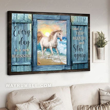 Horse Poster White Horse Every Day Is A New Beginning Take A Deep Breath And Sta - £12.86 GBP