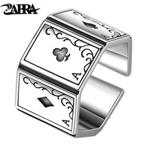 S925 Sterling Silver Gift Personality Men&#39;s Creative Geometric Checkered Poker S - £51.77 GBP