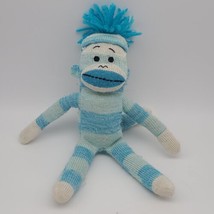 2012 Circo Aqua Blue Stripe Sock Monkey Knit Plush Stuffed - £19.46 GBP