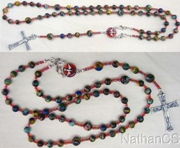 Wearable Catholic Rosary Rosenkranz Chapelet Rainbow Calcilica &amp; Sterlin... - $160.38