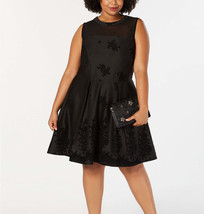 Love Squared Trendy Plus Size Flocked-Velvet Fit &amp; Flare Dress 1X - £22.94 GBP