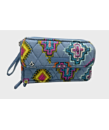 Vera Bradley Blue Painted Medallian Wristlet Zippered RFID Wallet Missin... - £9.24 GBP