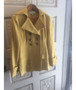 Womens  Yellow Blazer Long Sleeve Jacket Coat Casual Gold Buttons  Size M - £15.64 GBP