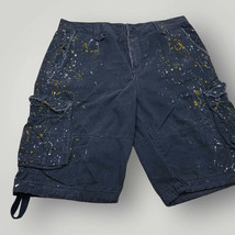 Men&#39;s Makobi Faded Navy Hand Painted Denim Shorts NWT - £76.76 GBP