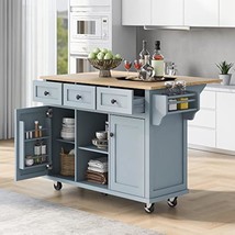 Kitchen Island Cart On Locking Wheels W/ 4 Cabinet And 2 Drawers, Rollin... - £347.34 GBP