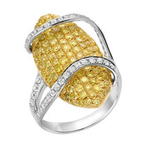 Real 2.46ct Natural Fancy Intense Yellow Diamonds Engagement Ring 18K Solid Gold - £5,177.69 GBP