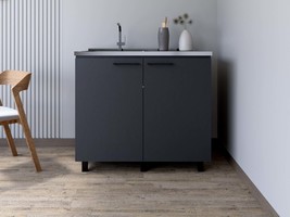 Black Utility Sink Cabinet: Burwood Kitchen - $352.99