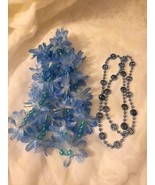 2 Girls Necklaces Blue Beads/Peace Signs Blue Beads/Flowers Necklaces Je... - £1.40 GBP