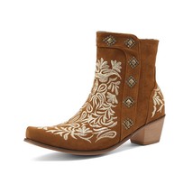 New Embroidered Western Cowboy Boots Women Rivet Booties Fashion Embroidery Woma - £93.97 GBP
