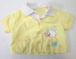 Vintage Cradle Togs Pastel Yellow Baby Boys Top Embroidered Bunny Rabbit... - £11.72 GBP