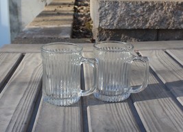 Vintage Kig Indonesia Clear Mugs Glass Ribbed Euc 3&quot; X 4.125” - £10.16 GBP