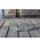 VINTAGE KIG INDONESIA CLEAR MUGS GLASS Ribbed EUC 3&quot; x 4.125” - £10.18 GBP