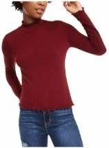 Planet Gold Women &#39;Juniors&#39; Mock-Neck Lettuce-Trim Top Port,  Medium - $189.87 MXN