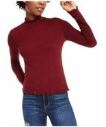 Planet Gold Women &#39;Juniors&#39; Mock-Neck Lettuce-Trim Top Port,  Medium - $13.70 CAD
