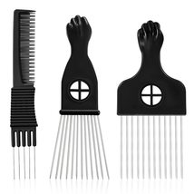 3 Pack Metal Hair Pick Set, Afro Pick Comb Picks for Men Beard Curly Hair, Hair  - £11.21 GBP