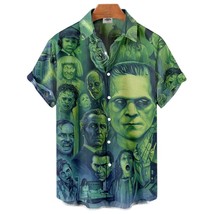 Classic Horror Monster Movie Frankenstein 3D Printed Unisex Buttoned Shirt Tops - £8.20 GBP+