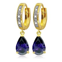 Galaxy Gold GG 14k Yellow Gold Hoop Earrings with Diamonds and Sapphires - £457.22 GBP