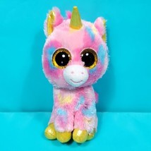 TY Unicorn Fantasia Gold Pink Glitter Eyes Plush Stuffed Animal 7" - £15.02 GBP