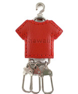 Keychain Red Leather Hawaii T-Shirt Over Metal Frame w/3 Friend Clips So... - $9.99