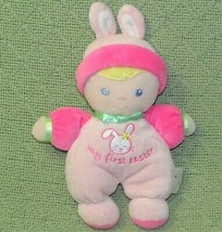 Prestige My First Easter Baby Doll Plush Rattle With Bunny Ears Pink Blond 8.5" - £8.62 GBP