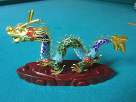 Chinese Serpent Dragon Golden Filigree Hand Painted On Resine Base Pick One - £84.65 GBP+