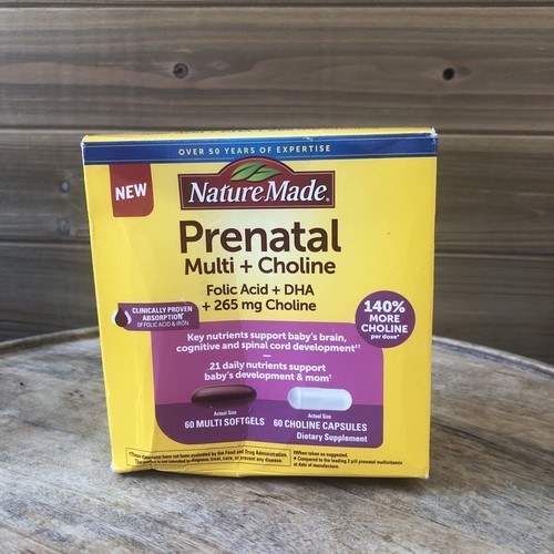 Nature Made Prenatal Multi+Choline Folic Acid+DHA+265mg| 60 Gels 60 Caps... - $19.95