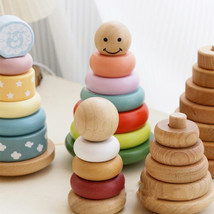 Children&#39;s Puzzle Wooden Folding Music Set Column, Rainbow Tower Ring, Large Ear - £24.88 GBP+