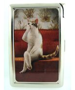 Funny Cat 06 Cigarette Case Built in Lighter Wallet Card Holder Animal V... - $19.75