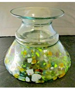 Large Vintage Wide Base Murano Multi-Colored Fleck Glass Vase  - £77.44 GBP