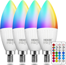 HEKEE E12 LED Candelabra Light Bulbs, Color Changing Candle, B11 40W Inc... - £22.59 GBP