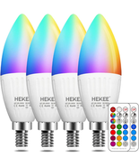 HEKEE E12 LED Candelabra Light Bulbs, Color Changing Candle, B11 40W Inc... - £22.65 GBP