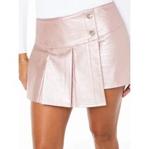 NEW DESIGNER CELEBRITY PINKS FAUX LEATHER PLEATED SHINY PINK MINI SKORT ... - $17.10