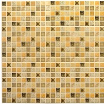 Dundee Deco PG7053 Yellow Dark Brown Faux Distressed Squares Mosaic, 3.1... - $9.79+