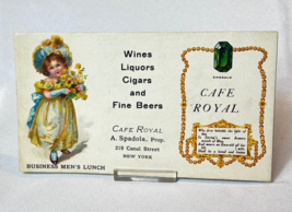 Antique Victorian Trade Card Emerald Cafe Royal New York Wine Beer Liquor Cigars - £23.64 GBP