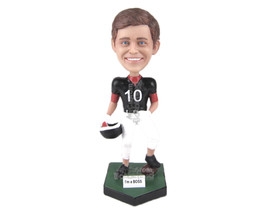Custom Bobblehead Young Male Football Player Posing With The Ball Under His Feet - £65.57 GBP