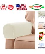 Spandex Armrest Covers - Ivory Plaid, Machine Washable Slipcovers - $27.89 CAD