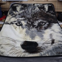 Wolf Blanket Faux Fur Throw Majestic Boho Forrest 62x48 Black White Gray - $19.68