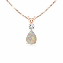 Authenticity Guarantee 
Angara Natural 7x5mm Opal Solitaire Pendant Necklace ... - £397.47 GBP