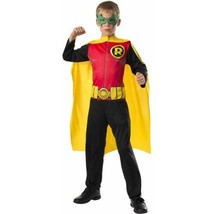 Boys Batman Robin DC Comics Jumpsuit Cape Mask Halloween Costume-sz 4/6 - £15.73 GBP