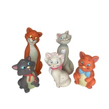 Vintage Disney Aristocats set Of 5 Soft Rubber Figures Marie Toulouse Marie - $49.49