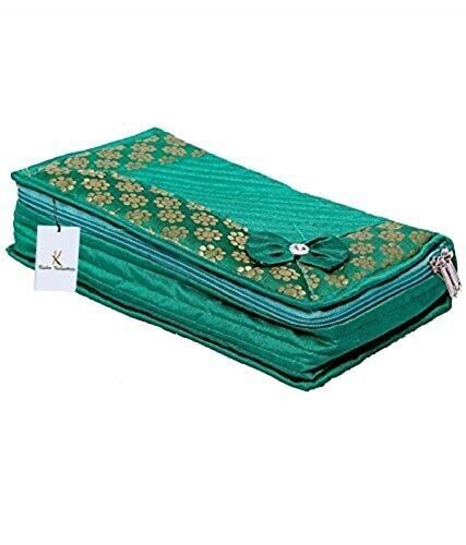 Cotton Quilted Jewellery Box|Designer Case With Zipper Closure|2 Large &amp;... - $23.35