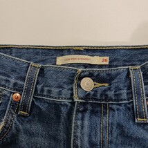 Levis Low Pro Straight Womens Blue Cotton Distressed Denim Jeans Size 26 (27×31) image 4