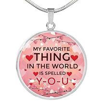 Express Your Love Gifts My Favorite Thing in The World Circle Necklace Stainless - £43.61 GBP