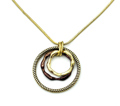 Dana Buchman Gold Bronze Tone Triple Circle Pendant Necklace - £12.55 GBP