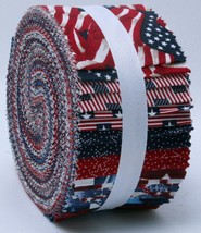 Jelly Roll American Flags Independence Day USA Roll Up Cotton Precuts M530.13 - £32.02 GBP