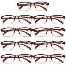 9 Pair Womens Half Frame Square Classic Reading Glasses Red Spring Hinge... - $15.99